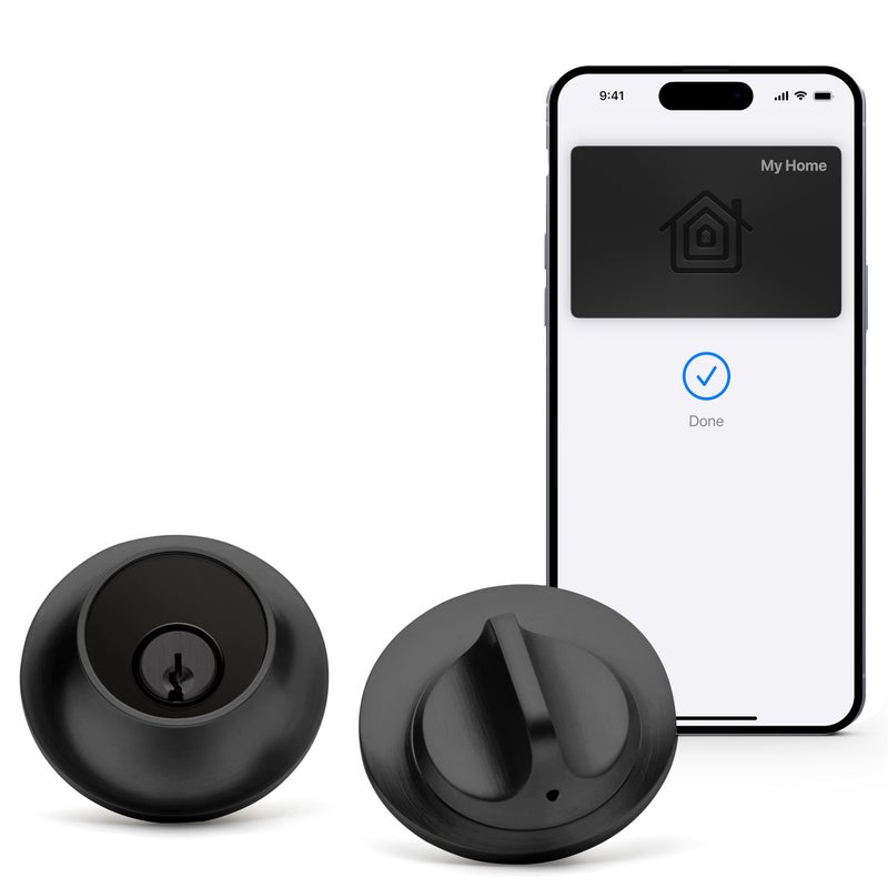 ليفل قفل المستوى + قفل Deadbolt الذكي - أصغر قفل ذكي في العالم بالإضافة إلى مفاتيح Apple Home - تطبيق Level لنظامي التشغيل iOS وAndroid - يعمل مع Apple Home (أسود غير لامع) - Image 1